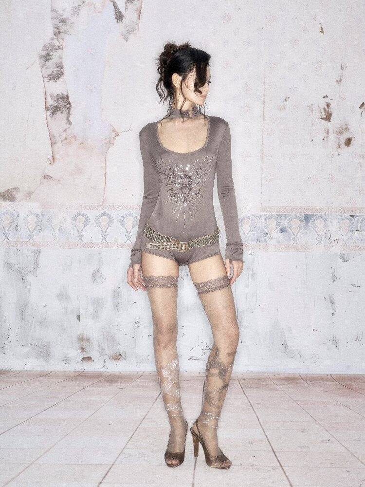 Sequin Embroidery Stretch Bodysuit【s0000016066】