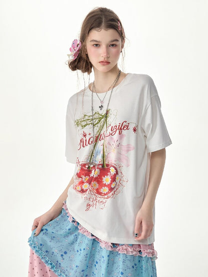 Daisy Cherry Vintage T Shirt【s0000017264】