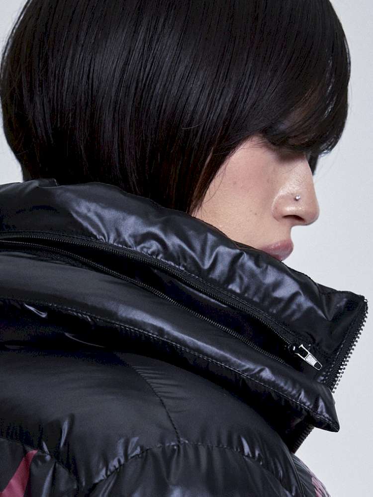 Two Tone Monogram Zip Padded Coat【s0000015012】