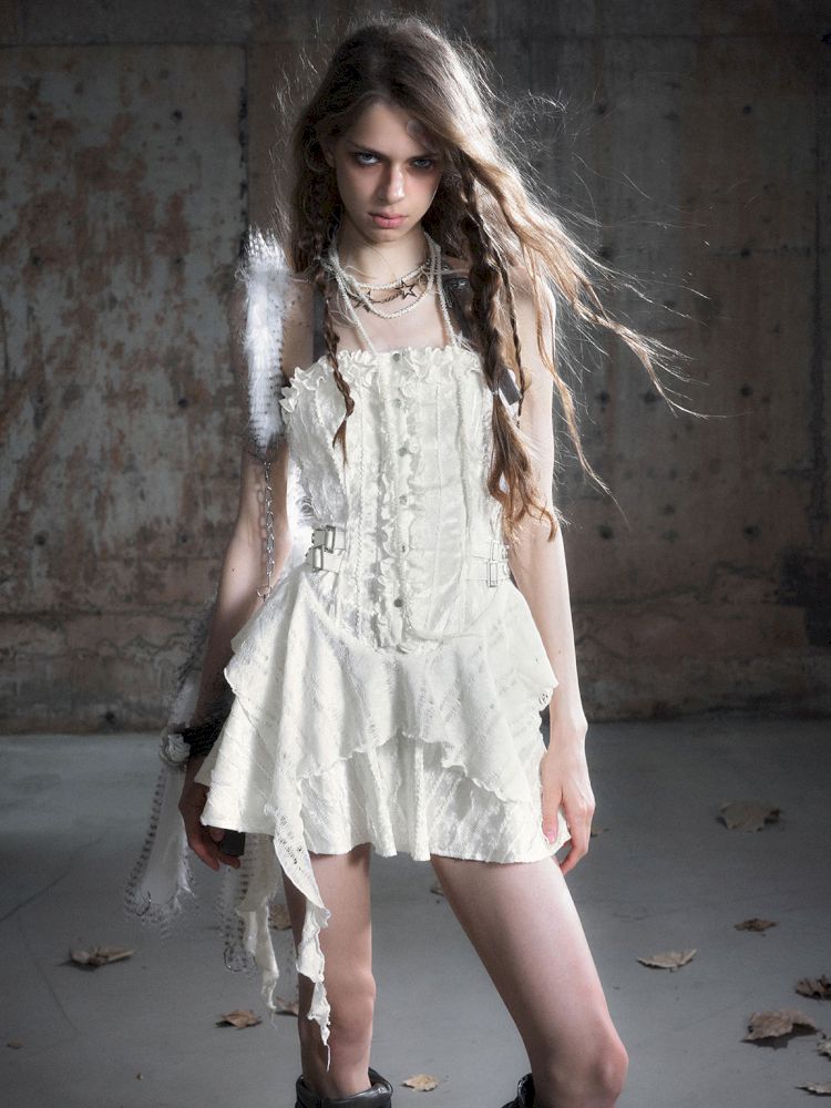 Patchwork Lattice Waisted Dress【s0000013889】