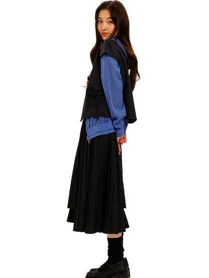 Plaid Puff Sleeve Skirt Set【s0000017925】