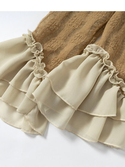 Ruffled Chiffon Flared Cardigan【s0000015548】