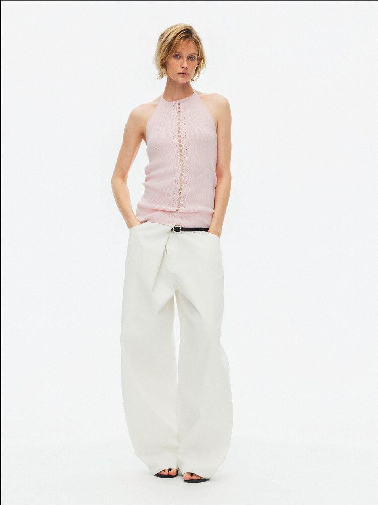 Lyocell Lace Up Halterneck Knit【s0000015929】