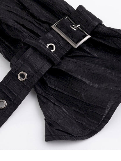 Gothic Pleated Ruffled Slim Shirt【s0000015450】