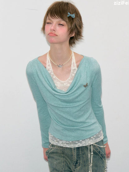 Gentle Swing Collar Knit Sweater Top【s0000017884】