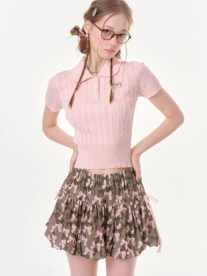 Twist Doll Collar Knitted T-Shirt【s0000016612】