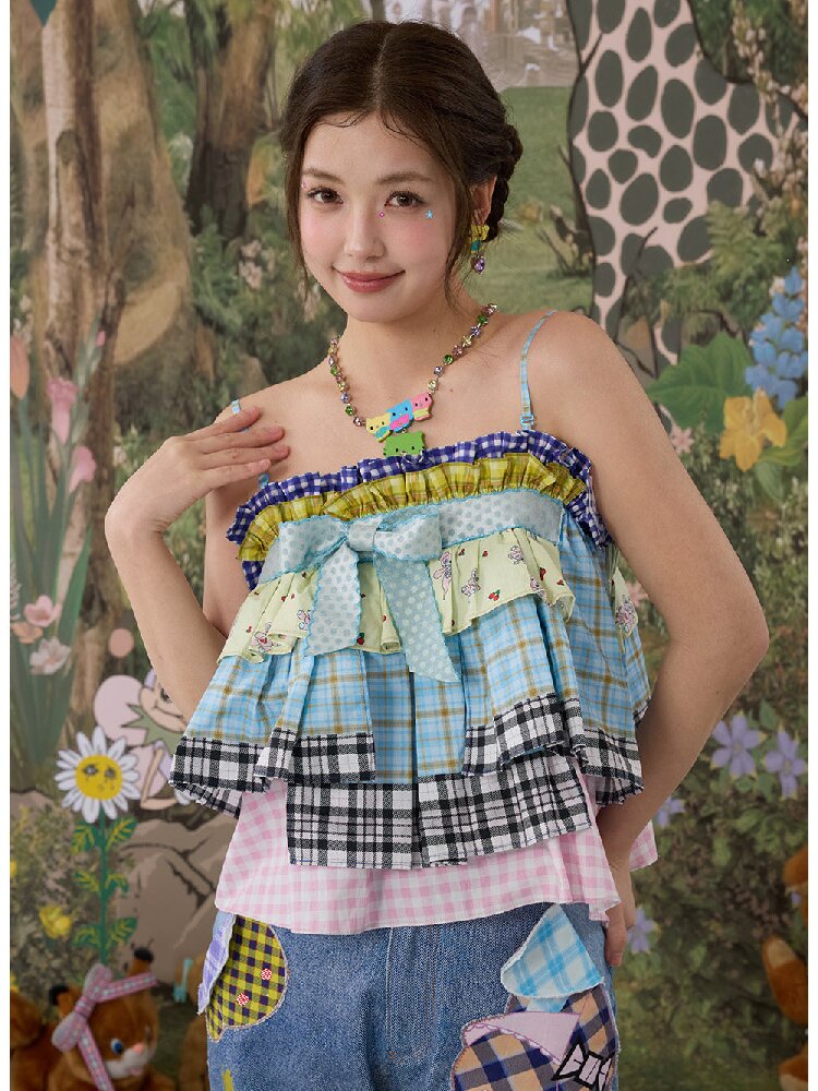 Plaid Bow Camisole Tank Skirt【s0000017118】