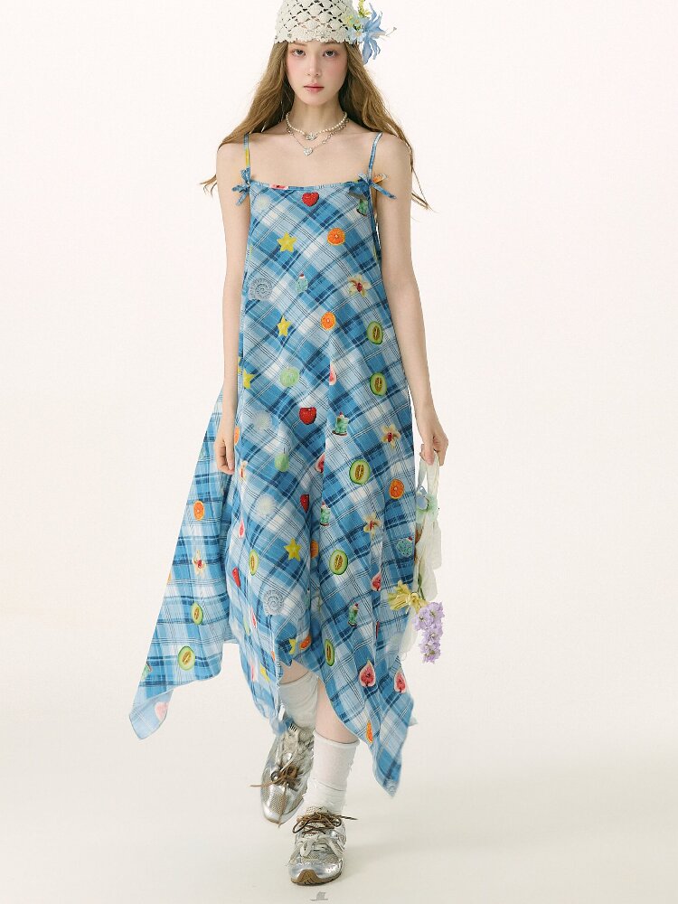 Summer Design Plaid Print Camisole Dress【s0000016843】