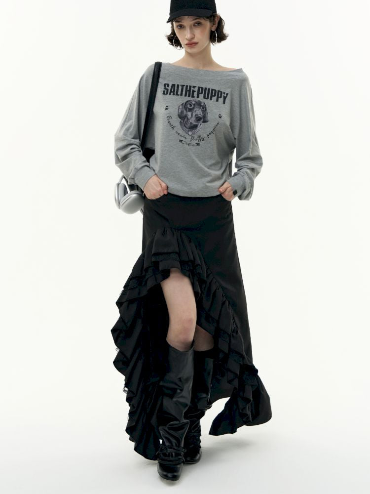 Irregular ruffled half-body skirt【s0000013746】