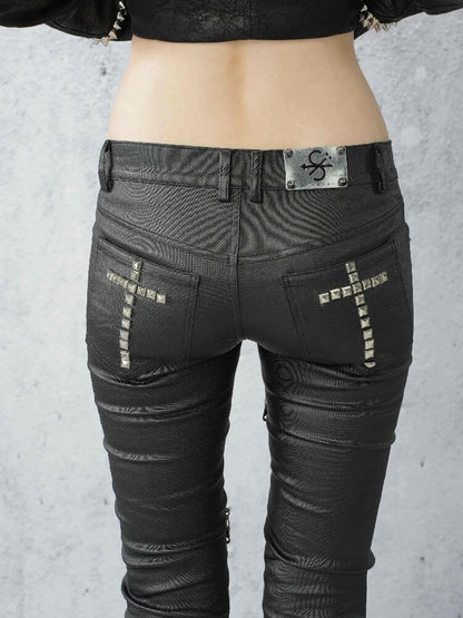 Coated Zip Stud Skinny Pants【s0000016943】