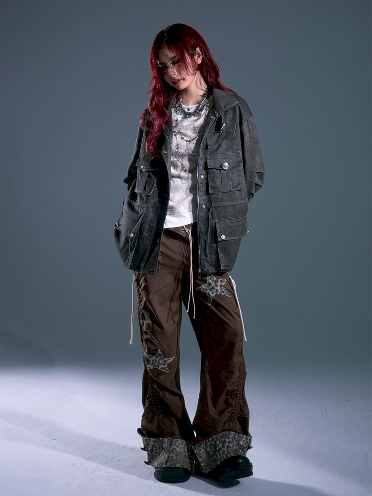 Casual Pocket Drawstring Loose Jacket【s0000013688】