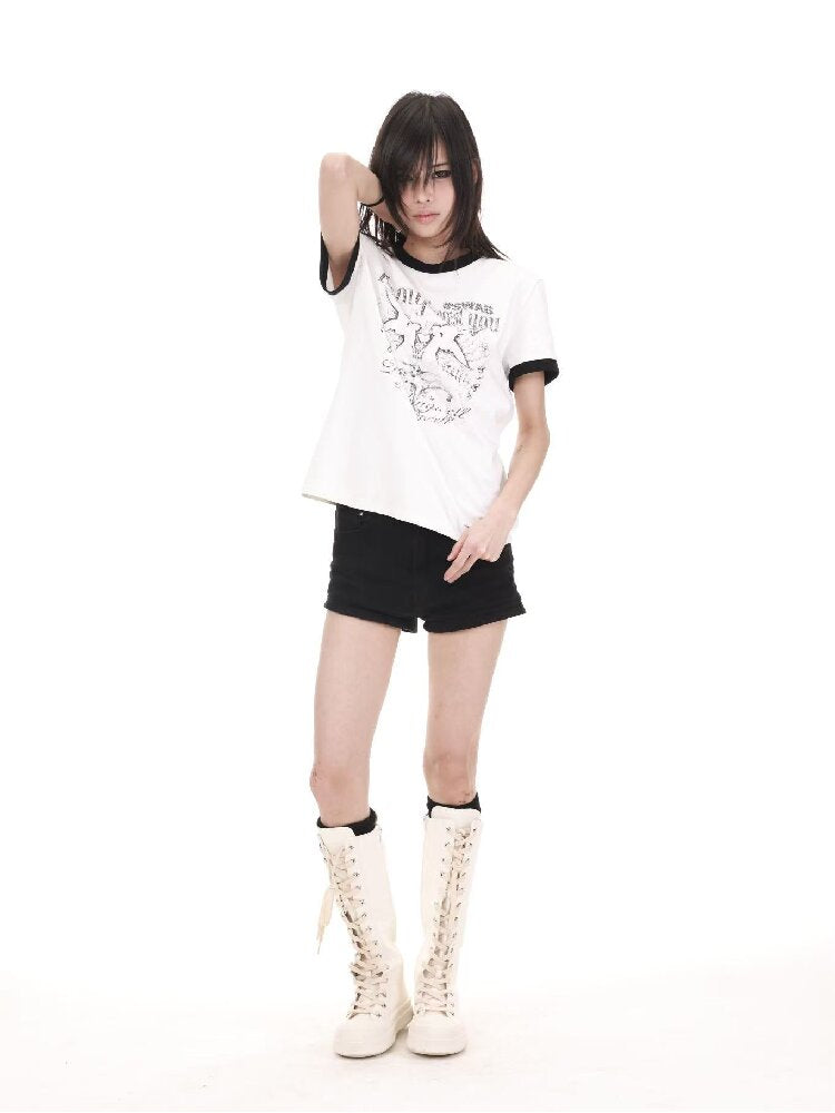 Contrast Patchwork Crew T-Shirt【s0000018214】
