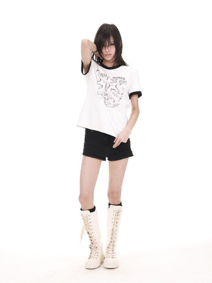 Contrast Patchwork Crew T-Shirt【s0000018214】