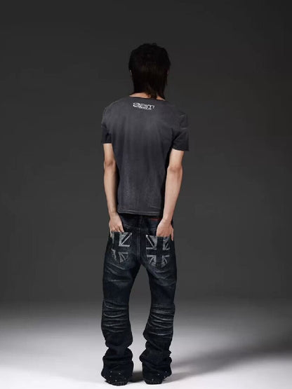 Handmade Bead Curved Knife Jeans【s0000018298】