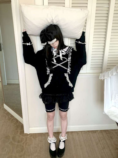 Detachable Navy Collar Sweatshirt【s0000015422】