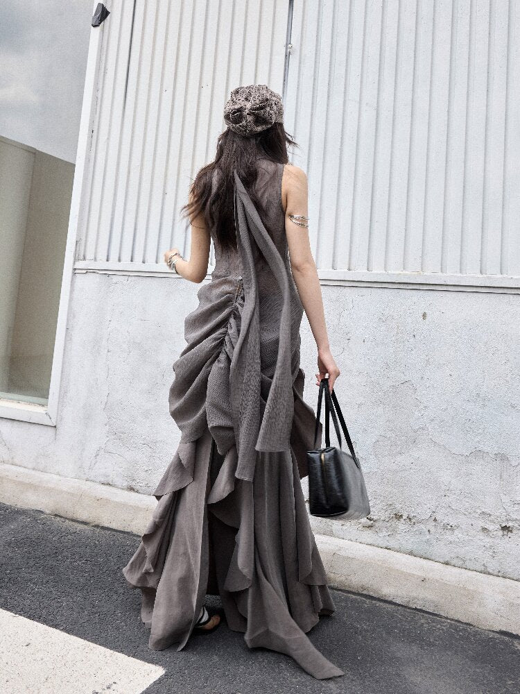 Modern Sculptural Pleated Vest【s0000016864】