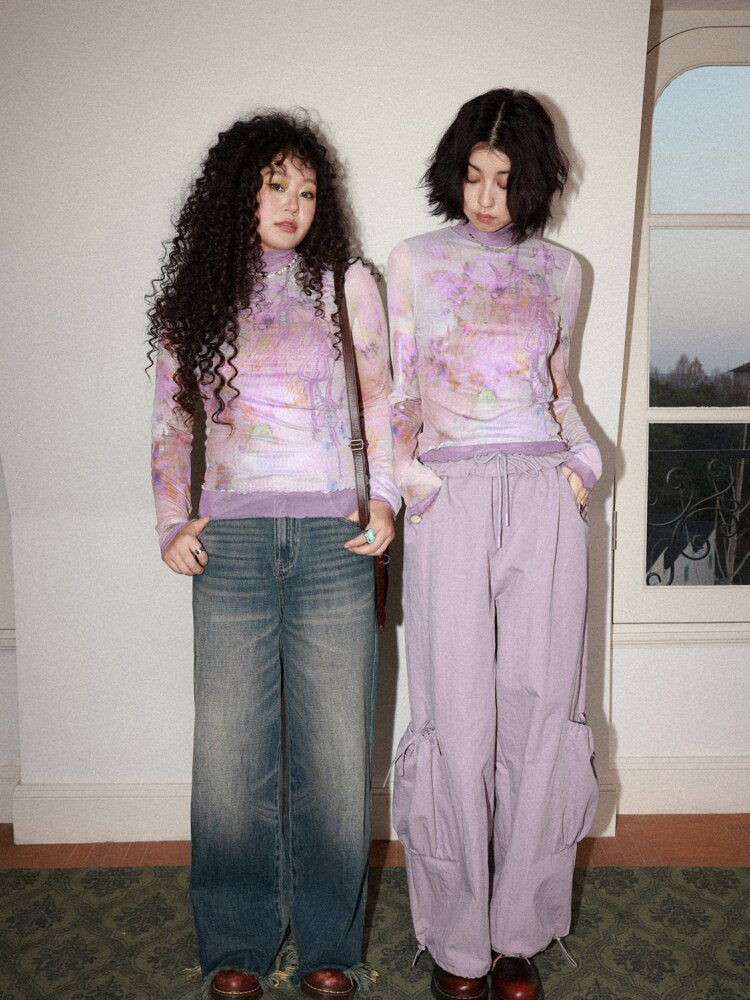 Retro Cat Whiskers Washed Jeans【s0000015463】