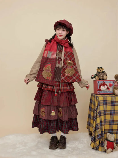 Strawberry-themed crochet scarf【s0000014175】