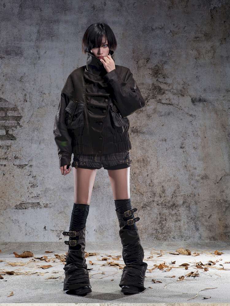 Oversized Fleece-Lined Flight Jacket【s0000014483】