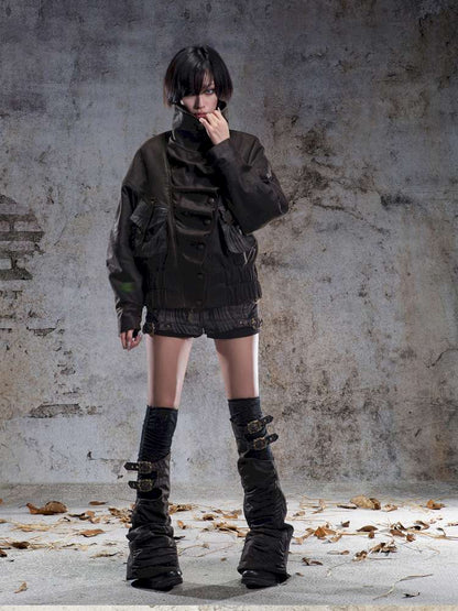 Oversized Fleece-Lined Flight Jacket【s0000014483】