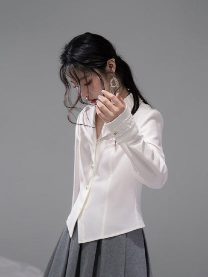 Waist Slit Cotton Dress Shirt【s0000015743】
