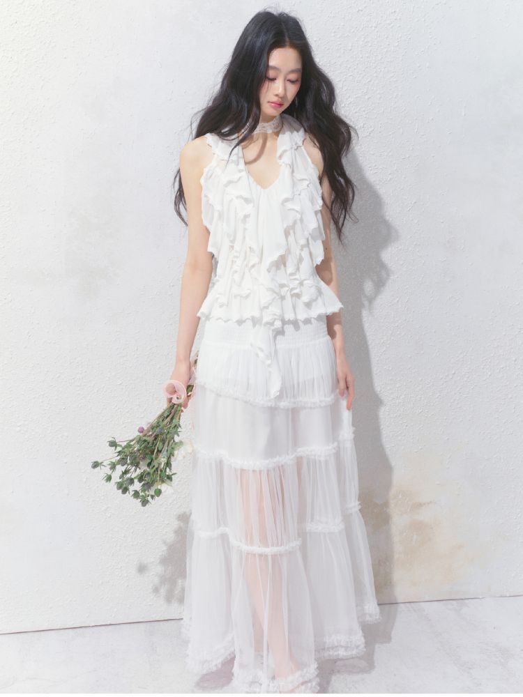Semi-Sheer Vibe Halter Long Skirt【s0000012158】