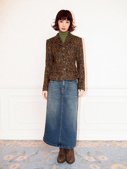 Low- Waisted Denim Mid-Length Half Skirt【s0000011643】