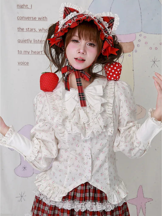 Lolita White Long-Sleeve Floral Blouse【s0000014101】