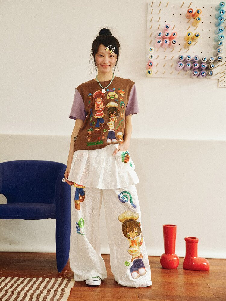 Mushroom Soup Printed Short Sleeve Top【s0000018701】