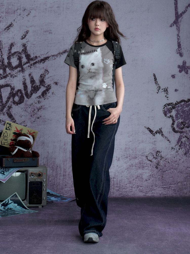Shoulder insert short sleeve T-shirt【s0000013362】