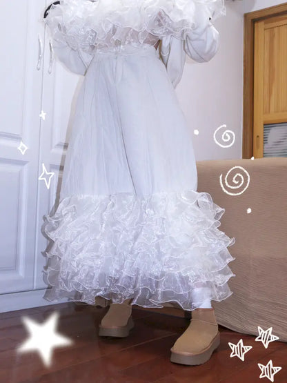 Apricot-Colored Design-Inspired Lace Skirt【s0000014344】