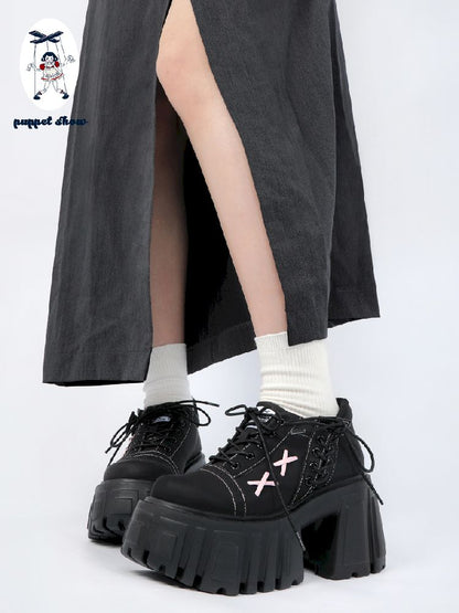 꼭두각시 쇼 [Original] New Girl 's Casual Platform Shoes 2025 다목적 대학 스타일 작은 단일 신발