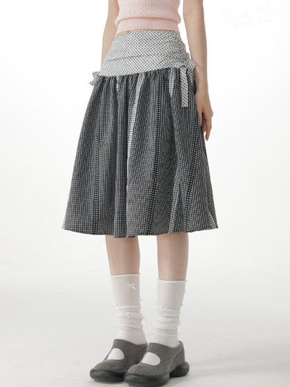 Retro Academy Plaid Polka Dot Skirt【s0000017154】