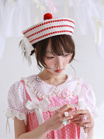 Pink Striped Navy Lolita Hat【s0000016557】