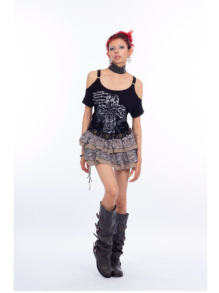 Graffiti Off-Shoulder Top【s0000018067】