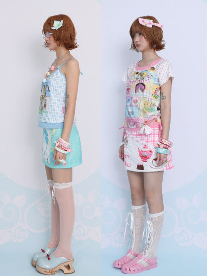 Printed Rose A Line Mini Skirt【s0000017457】