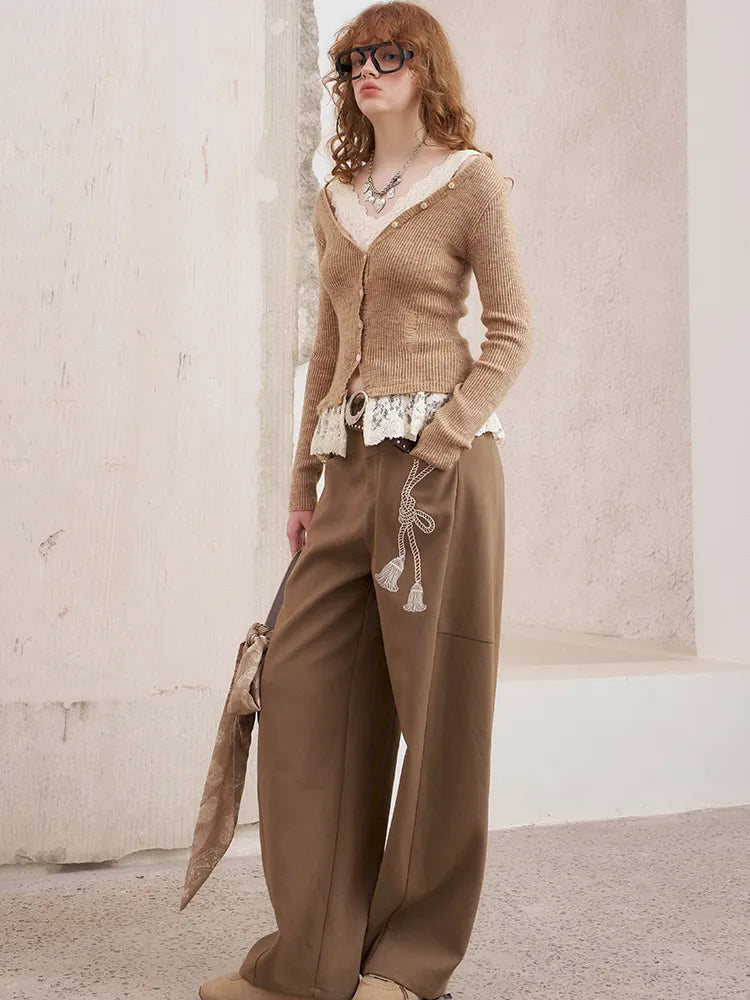 Loose-Knot Straight-Leg Wide-Leg Pants【s0000014046】