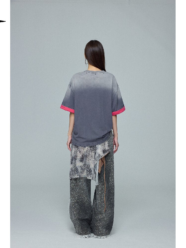 Gradient Rock Print Contrast Top【s0000016693】