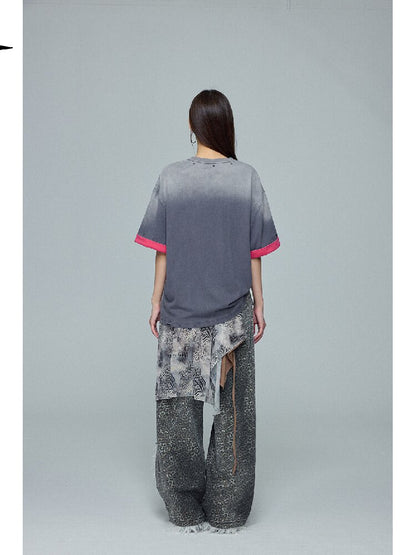Gradient Rock Print Contrast Top【s0000016693】