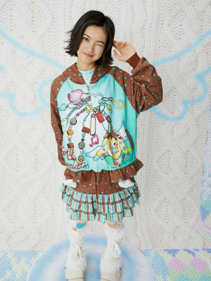Printed Mint Chocolate Casual Sweatshirt【s0000014851】