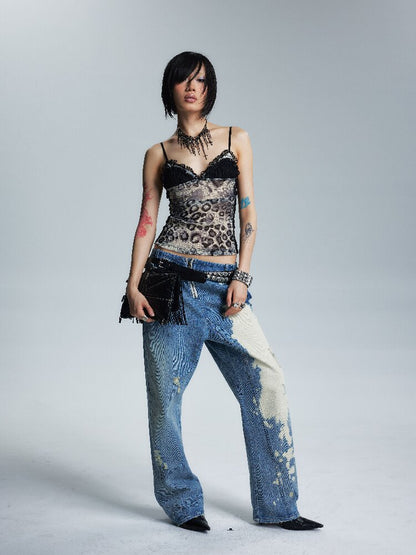 Low Rise Distressed Denim Trousers【s0000017002】