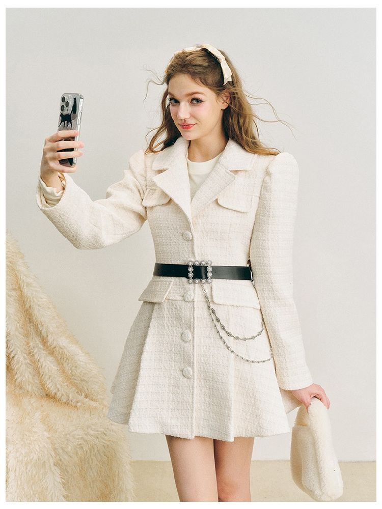 Pleated Waisted Tweed Jacket【s0000005281】