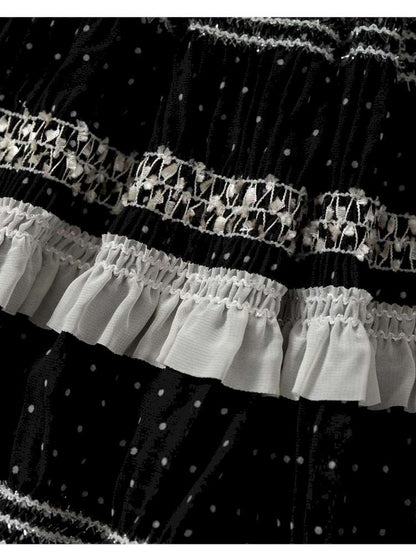 Patchwork Gathered A-Line Skirt【s0000014461】