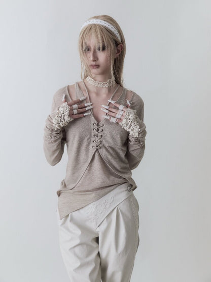 Romantic Antique Embroidered Top【s0000017973】