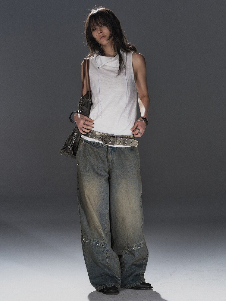 Drawstring Texture Sleeveless Vest【s0000016244】
