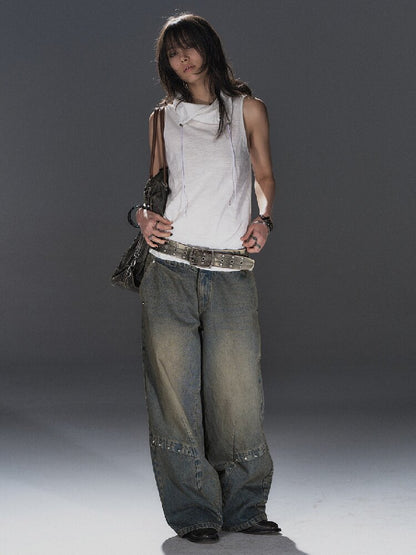 Drawstring Texture Sleeveless Vest【s0000016244】