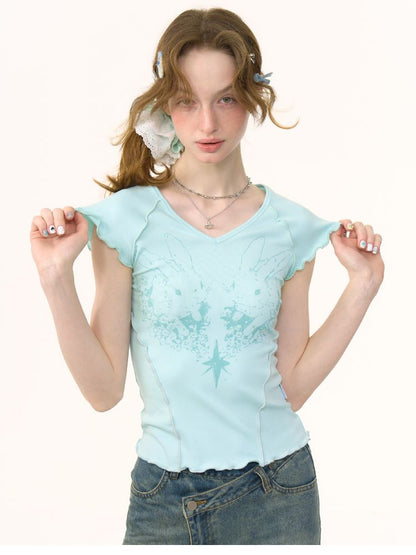 V-Neck Short Sleeve T-Shirt【s0000012251】