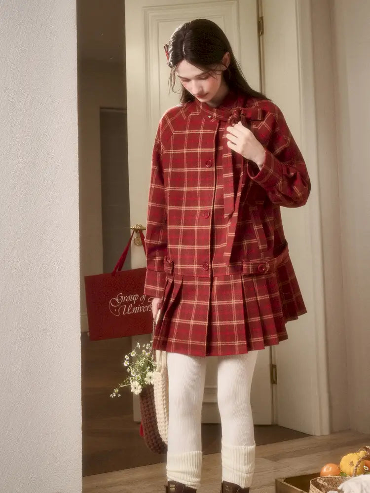 Red Check Coat Dress【s0000014328】
