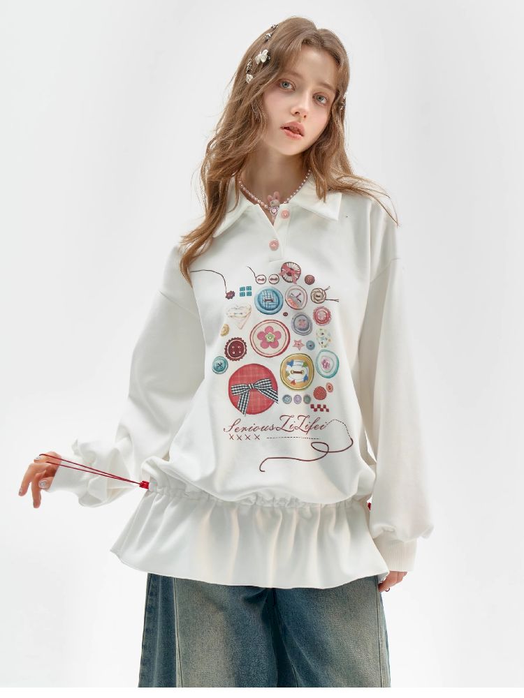 Polo Neck Waisted Sweatshirt Dress【s0000011516】