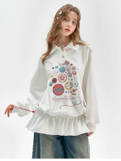 Polo Neck Waisted Sweatshirt Dress【s0000011516】